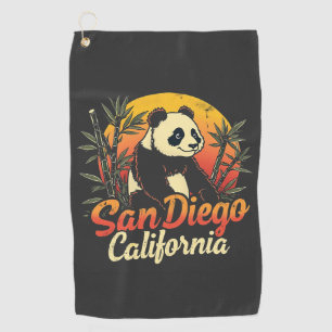 San Diego California Retro Sunset Vintag Panda Golfhandtuch
