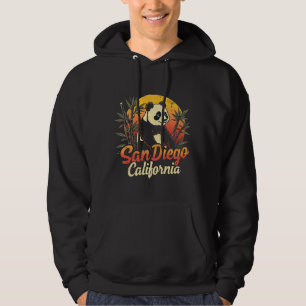 San Diego California Retro Sunset Vintag Panda Hoodie