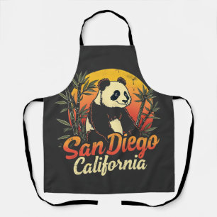 San Diego California Retro Sunset Vintag Panda Schürze