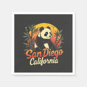 San Diego California Retro Sunset Vintag Panda Serviette
