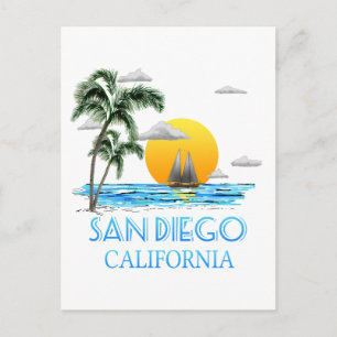 San Diego California Sailing Postkarte