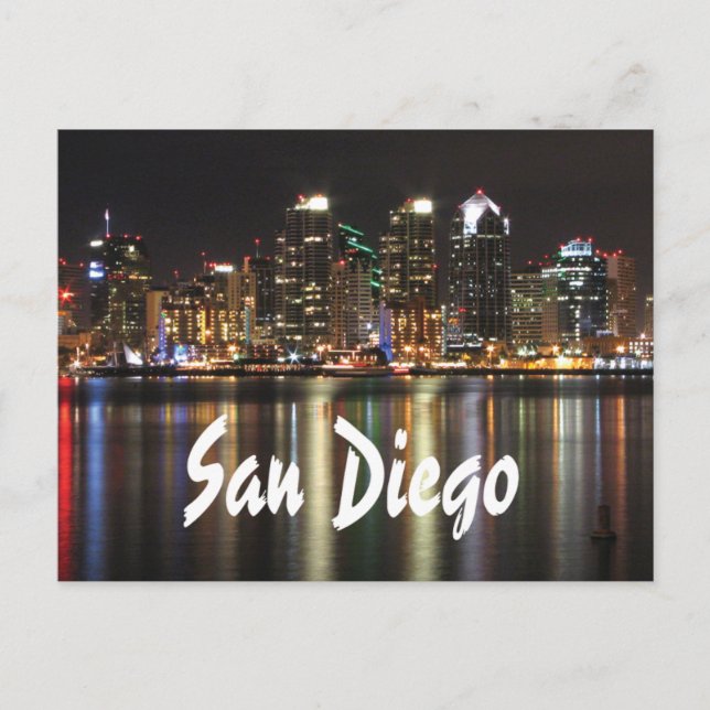 San Diego California Skyline at Night Postkarte (Vorderseite)