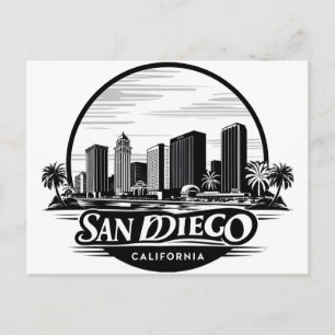 San Diego California Skyline Feiertagspostkarte