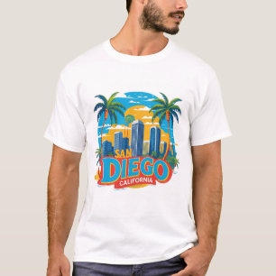 San Diego California Skyline Modern Citycape Art T-Shirt