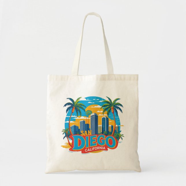San Diego California Skyline Modern Citycape Art Tragetasche (Vorne)