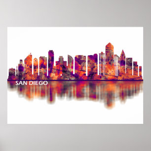 San Diego California Skyline Poster