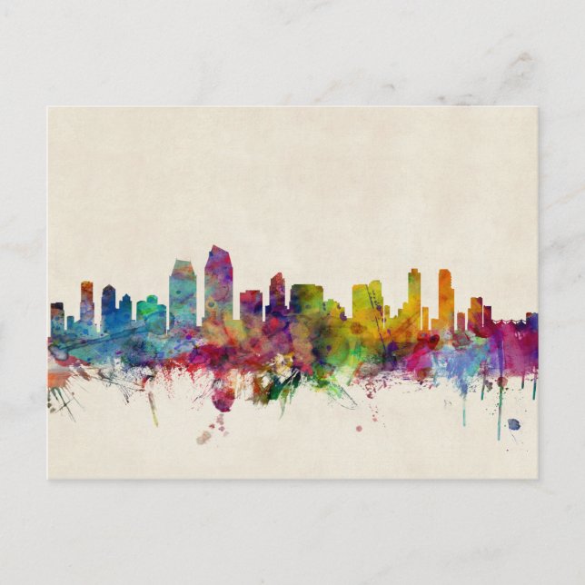 San Diego California Skyline Postkarte (Vorderseite)