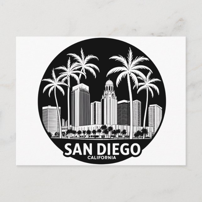 San Diego California Skyline Postkarte (Vorderseite)