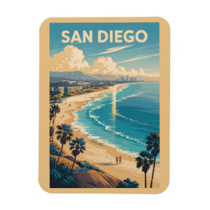 San Diego California Skyline Reise Kunst Vintage Magnet