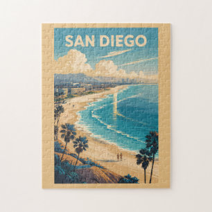 San Diego California Skyline Reise Kunst Vintage Puzzle