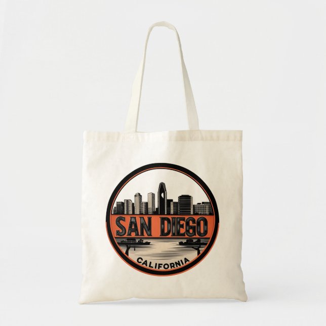 San Diego California Skyline Tote Bag Tragetasche (Vorne)