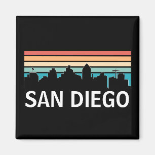 San Diego California Skyline Vintage Travel Magnet