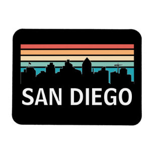 San Diego California Skyline Vintage Travel Magnet
