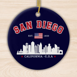 San Diego California Skyline West Coast Vibes Keramik Ornament