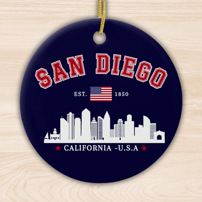 San Diego California Skyline West Coast Vibes Keramik Ornament (Von Creator hochgeladen)