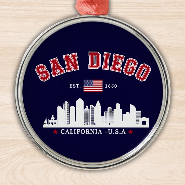 San Diego California Skyline West Coast Vibes Ornament Aus Metall (Von Creator hochgeladen)