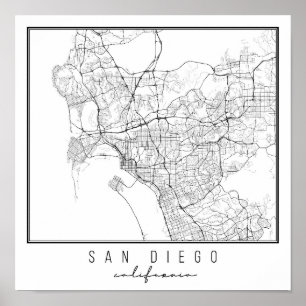 San Diego California Street Karte Poster