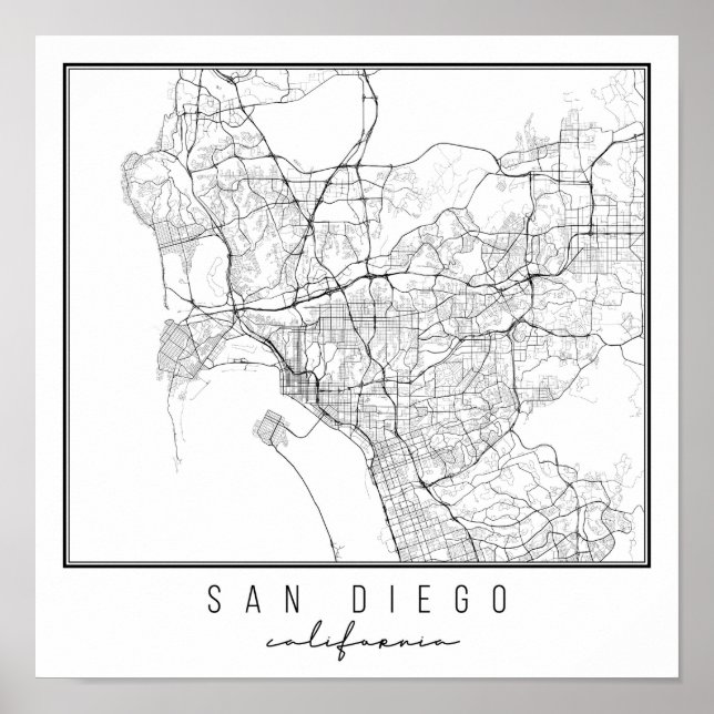San Diego California Street Karte Poster (Vorne)