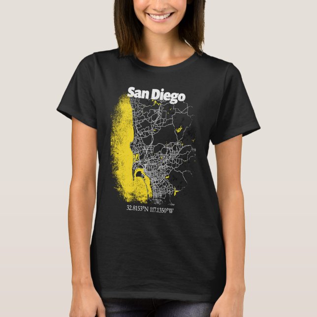 San Diego California Street Map Hometown Pride Sou T-Shirt (Vorderseite)