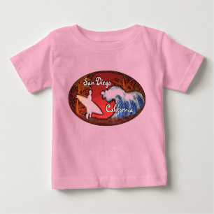 San Diego California surfer waves art baby outfit Baby T-shirt
