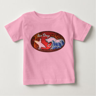 San Diego California surfer waves art baby outfit T-shirt