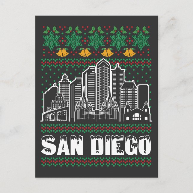 San Diego California Ugly Christmas Postkarte (Vorderseite)