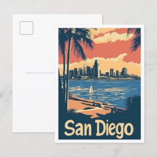 San Diego California USA Art Vintage Travel Postkarte
