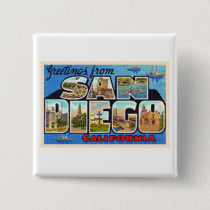 San Diego California Vintager Großbuchstabe Postk Button