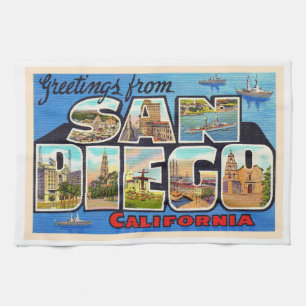 San Diego California Vintager Großbuchstabe Postka Geschirrtuch