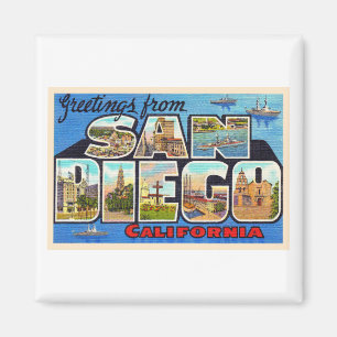 San Diego California Vintager Großbuchstabe Postka Magnet