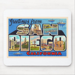 San Diego California Vintager Großbuchstabe Postka Mousepad