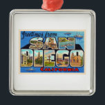 San Diego California Vintager Großbuchstabe Postka Ornament Aus Metall<br><div class="desc">San Diego California CA Vintager Großbuchstabe Postkarte</div>