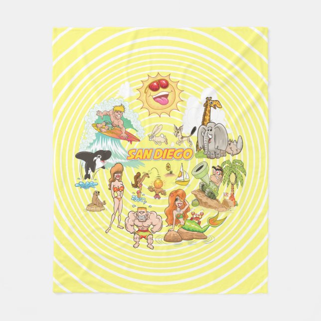 San Diego Cartoon Fleecedecke (Vorderseite)