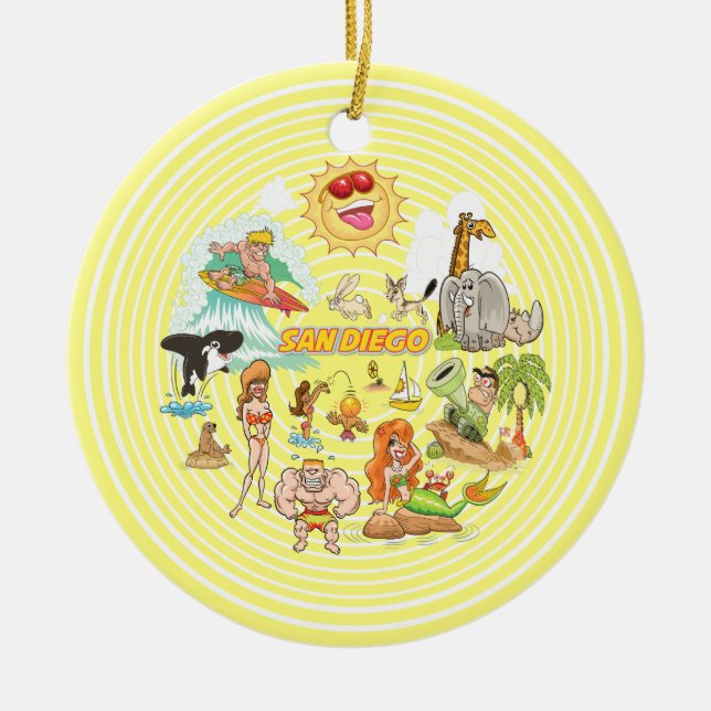 San Diego Cartoon Keramik Ornament (Vorne)