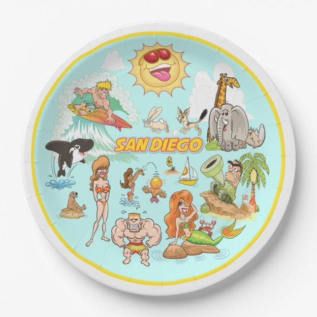 San Diego Cartoon Pappteller (Vorderseite)