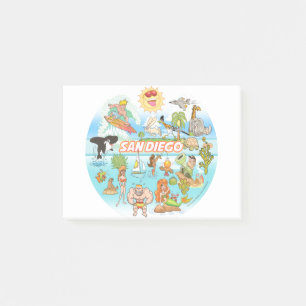 San Diego Cartoon Post-it Klebezettel