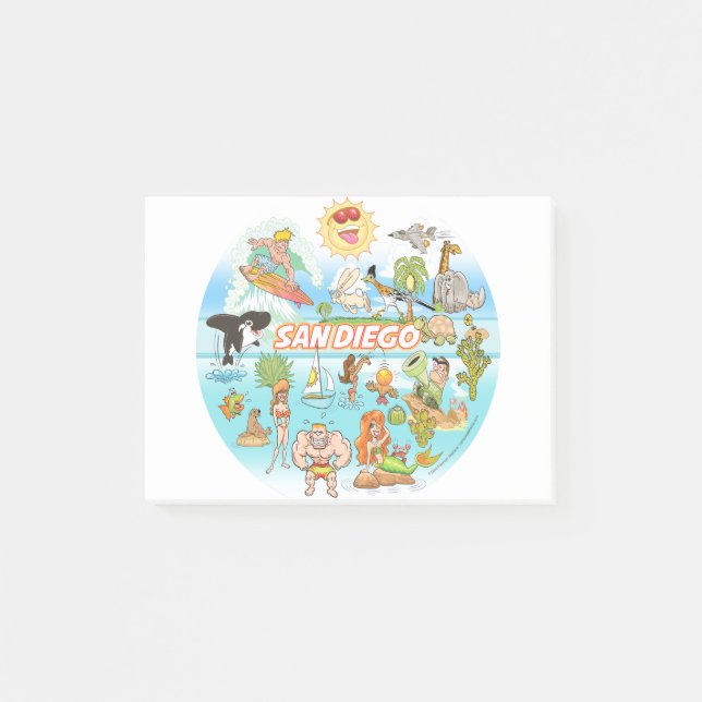 San Diego Cartoon Post-it Klebezettel (Vorderseite)