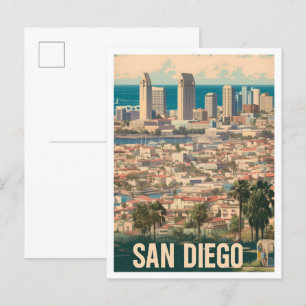 San Diego City California USA Art Vintage Travel Postkarte