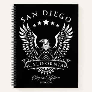 San Diego City in Motion Kalifornien Vintage Adler Notizbuch