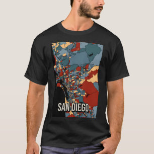 San Diego City Map - Farbenfrohe Abstrakte Earthto T-Shirt