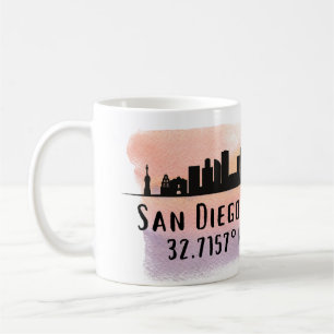 San Diego City Skyline Latitude und Längengrad Kaffeetasse