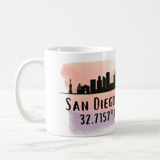 San Diego City Skyline Latitude und Längengrad Kaffeetasse