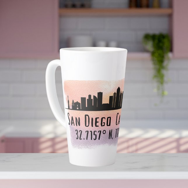 San Diego City Skyline Latitude und Längengrad Milchtasse (Von Creator hochgeladen)