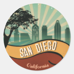 San Diego City Skyline Retro Vintage Aufkleber