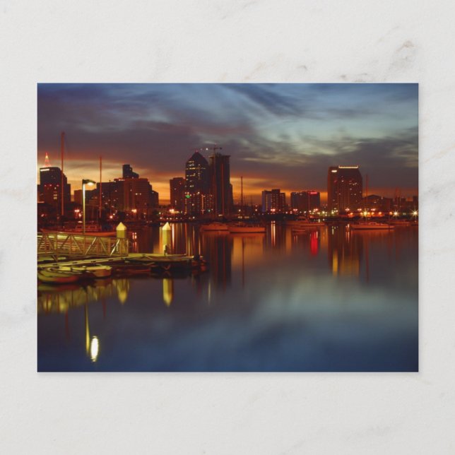 San Diego Docks Night Postkarte (Vorderseite)