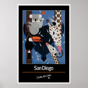 San Diego Druck California Reiseplakat Zoo Kunst Poster