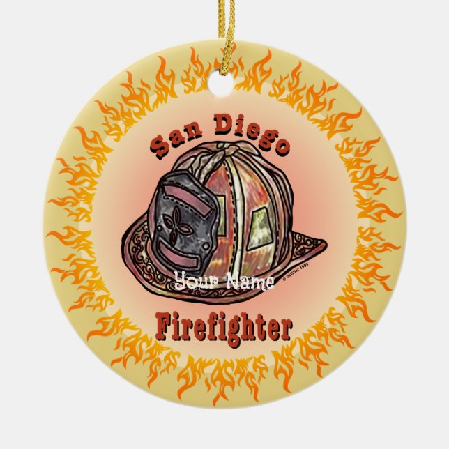 San Diego Feuerwehrschmuck Keramik Ornament (Vorne)