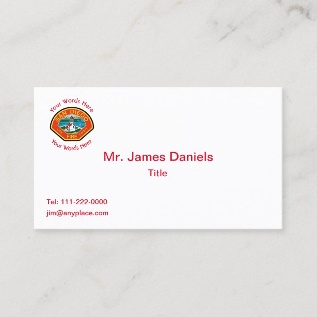 San Diego Fire Department Emblem Business Card Visitenkarte (Vorderseite)