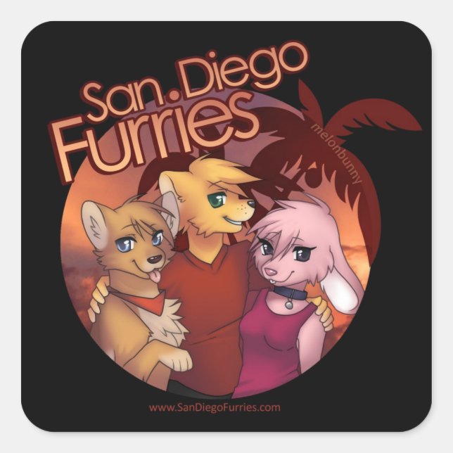 San Diego Furries Quadratischer Aufkleber (Vorderseite)