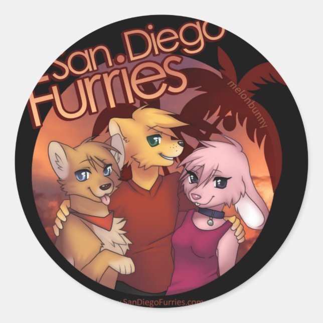 San Diego Furries Runder Aufkleber (Vorderseite)